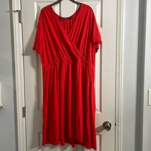 EUC 1X Lands’ End Red Flutter Sleeve Dress